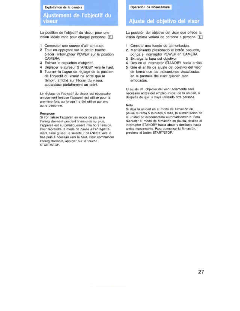 Ajustement (te robjscth du viseur, Ajuste del objetivo del visor, Ajuste det ot^ifvo dei visor | Sony CCD-F36 User Manual | Page 55 / 156