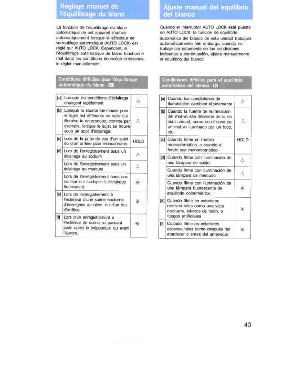 Ajuste manual del equilibrio del blanco, Ajuste manual del equilibrio dsi blanco | Sony CCD-F36 User Manual | Page 71 / 156