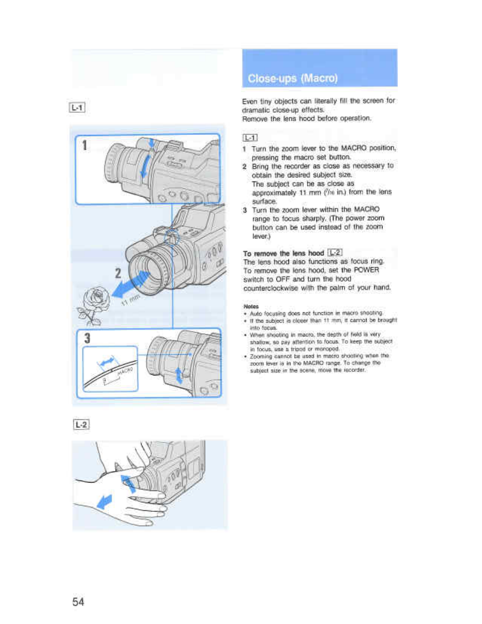 Cigse-ups (macro), Auie immsiivo toas net luvtisn m mtcro tnoctng | Sony CCD-F36 User Manual | Page 82 / 156