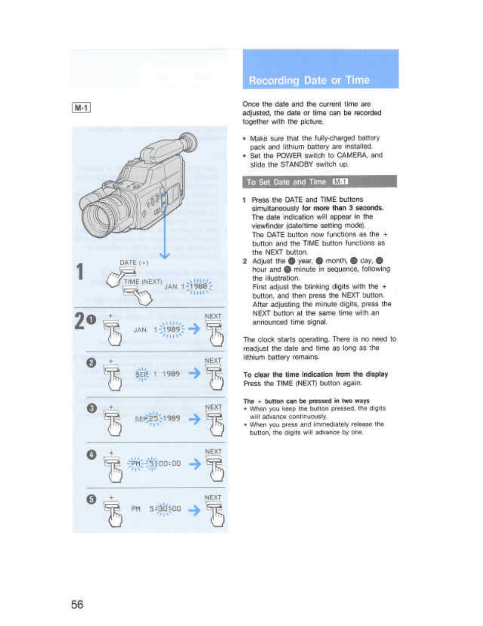 Recording date or time | Sony CCD-F36 User Manual | Page 84 / 156