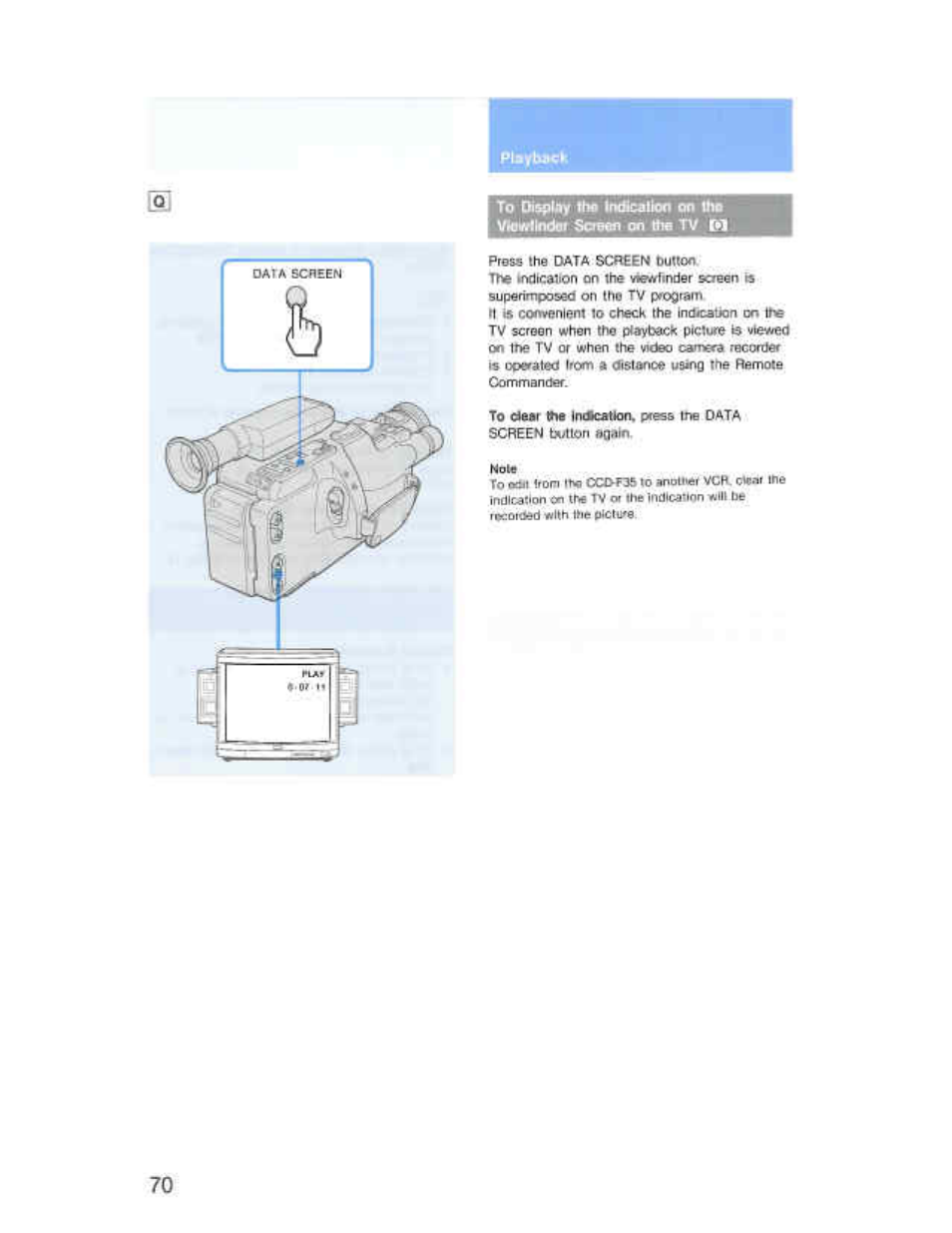 To displiiv №a tncficalion on iho | Sony CCD-F36 User Manual | Page 98 / 156