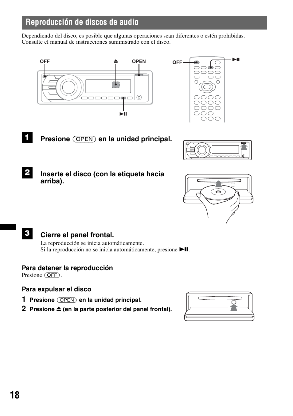 Reproducción de discos de audio | Sony MEX-DV2200 User Manual | Page 144 / 192