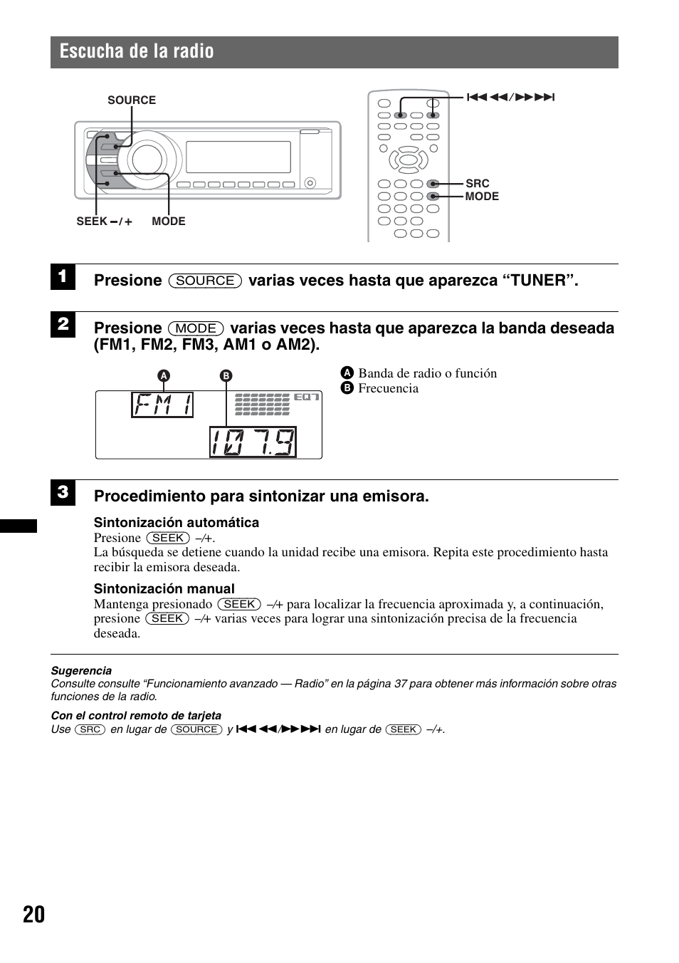 Escucha de la radio | Sony MEX-DV2200 User Manual | Page 146 / 192