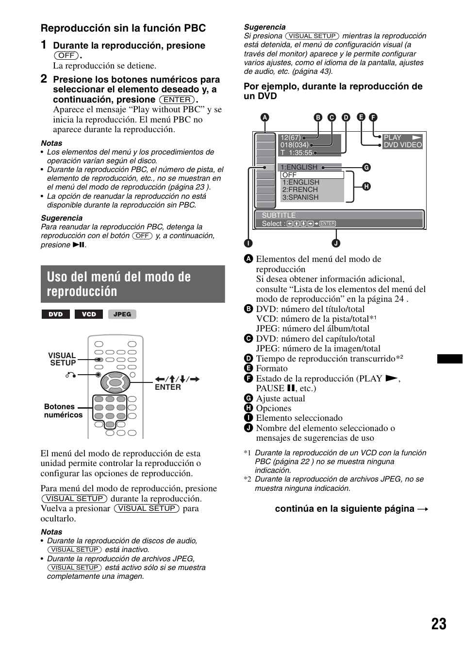 Uso del menú del modo de reproducción, Reproducción sin la función pbc | Sony MEX-DV2200 User Manual | Page 149 / 192