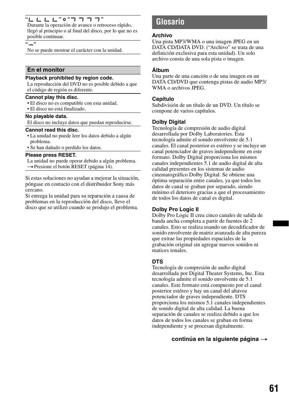 Glosario | Sony MEX-DV2200 User Manual | Page 187 / 192