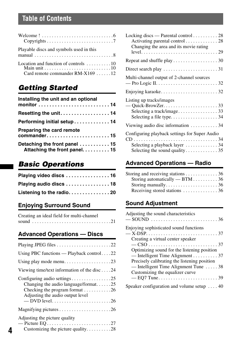 Sony MEX-DV2200 User Manual | Page 4 / 192