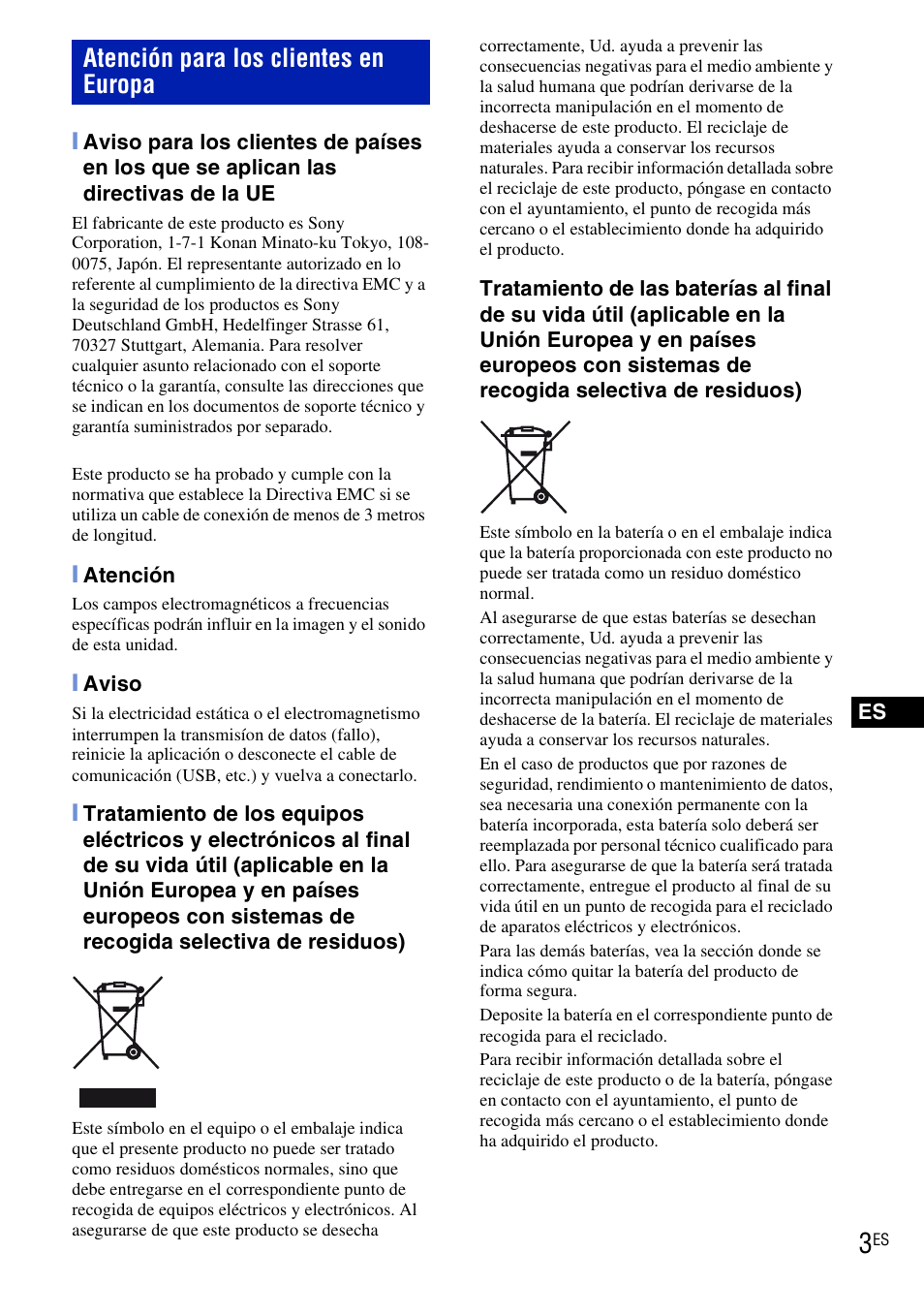 Atención para los clientes en europa | Sony DSC-H20 User Manual | Page 61 / 120