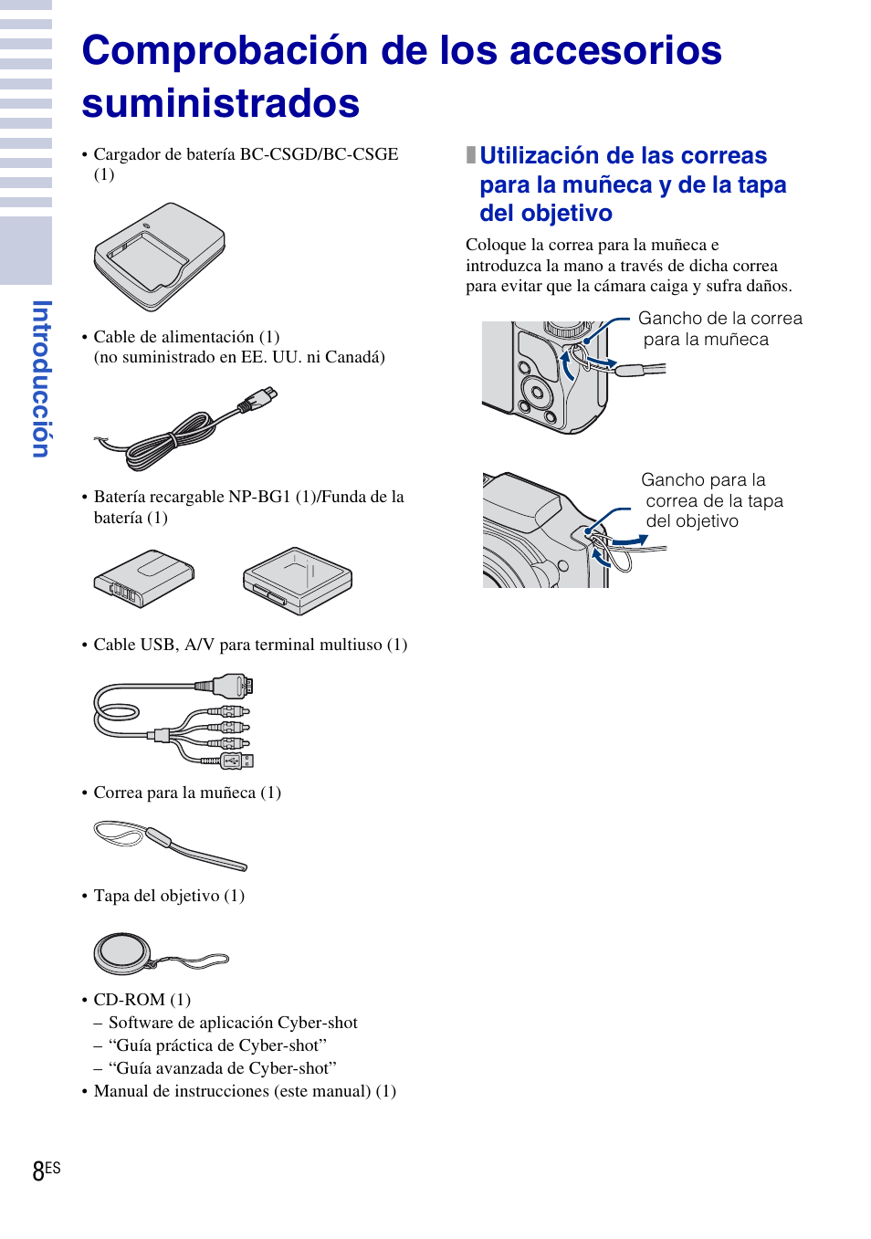 Introducción, Comprobación de los accesorios suministrados | Sony DSC-H20 User Manual | Page 66 / 120