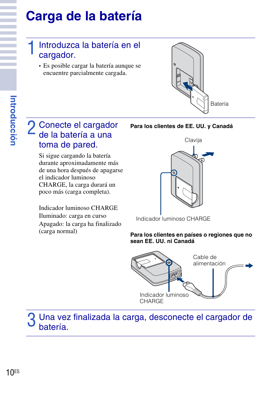 Carga de la batería | Sony DSC-H20 User Manual | Page 68 / 120