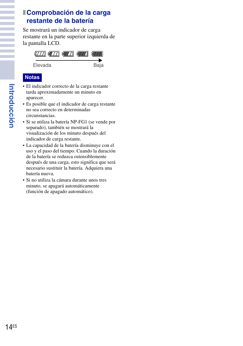 Xcomprobación de la carga restante de la batería | Sony DSC-H20 User Manual | Page 72 / 120