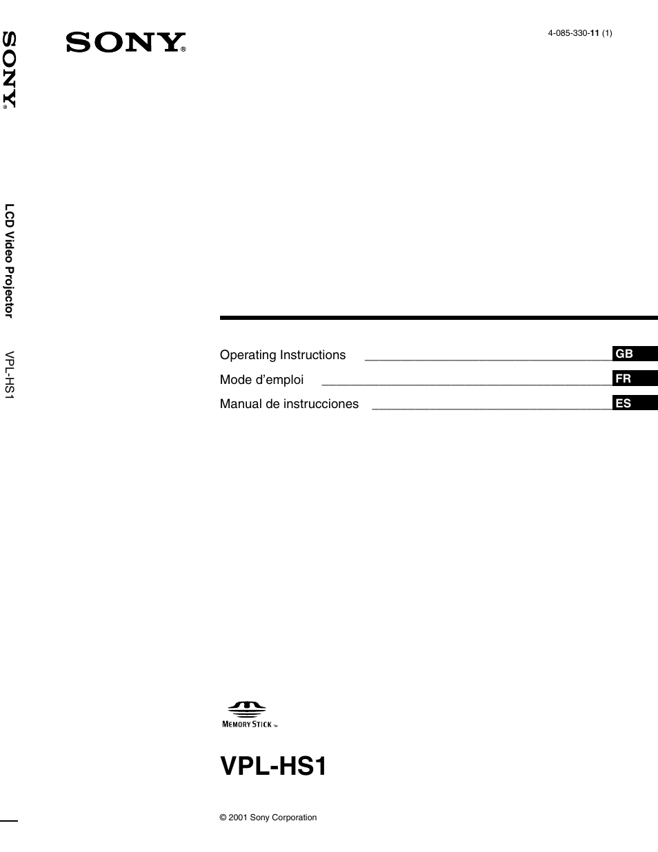 Sony VPL-HS1 User Manual | 152 pages