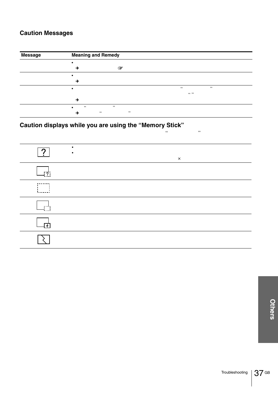 Ot her s, Caution messages | Sony VPL-HS1 User Manual | Page 37 / 152