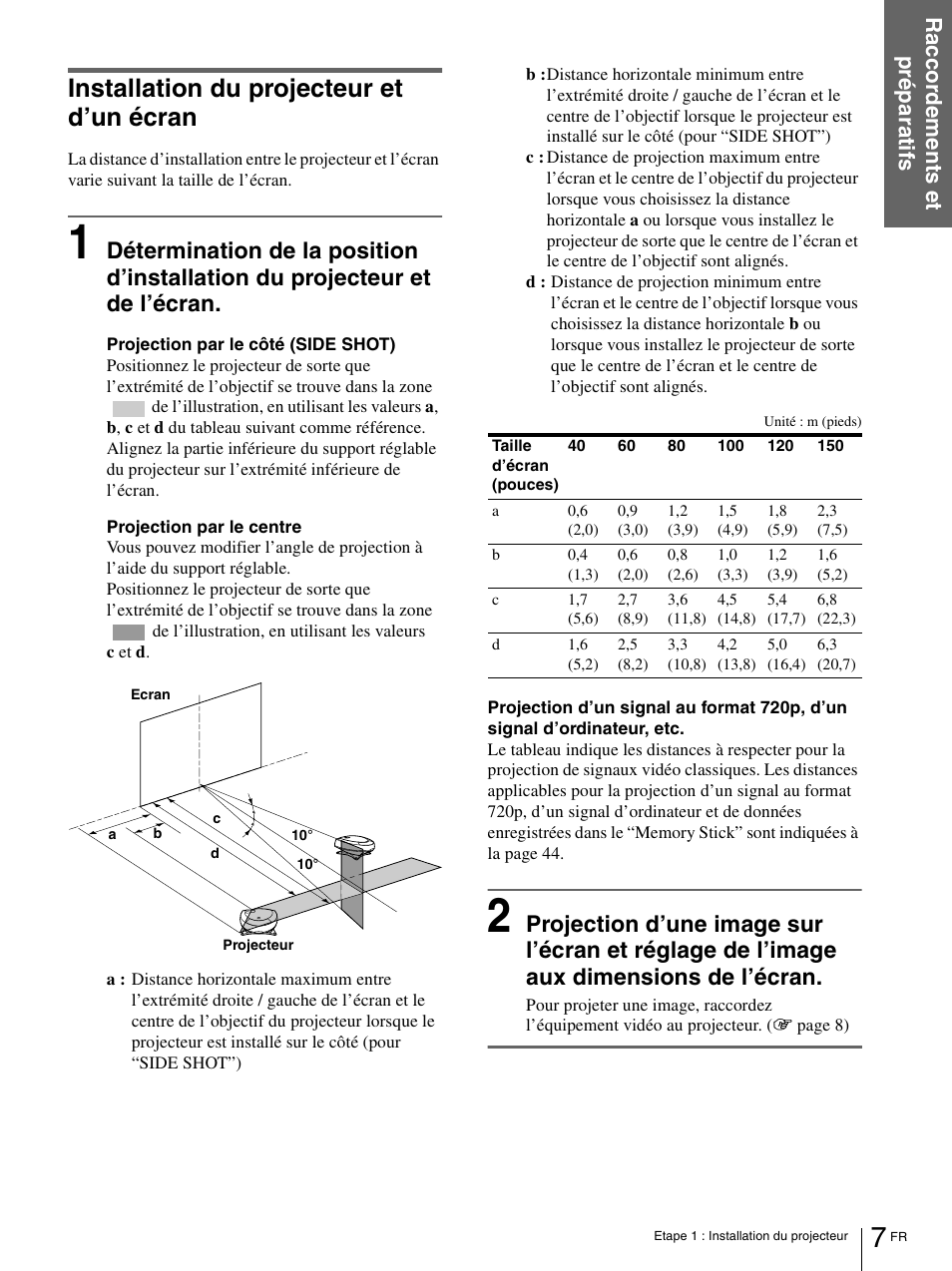 Installation du projecteur et d’un écran | Sony VPL-HS1 User Manual | Page 53 / 152