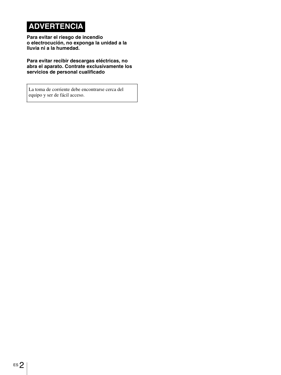 Advertencia | Sony VPL-HS1 User Manual | Page 98 / 152