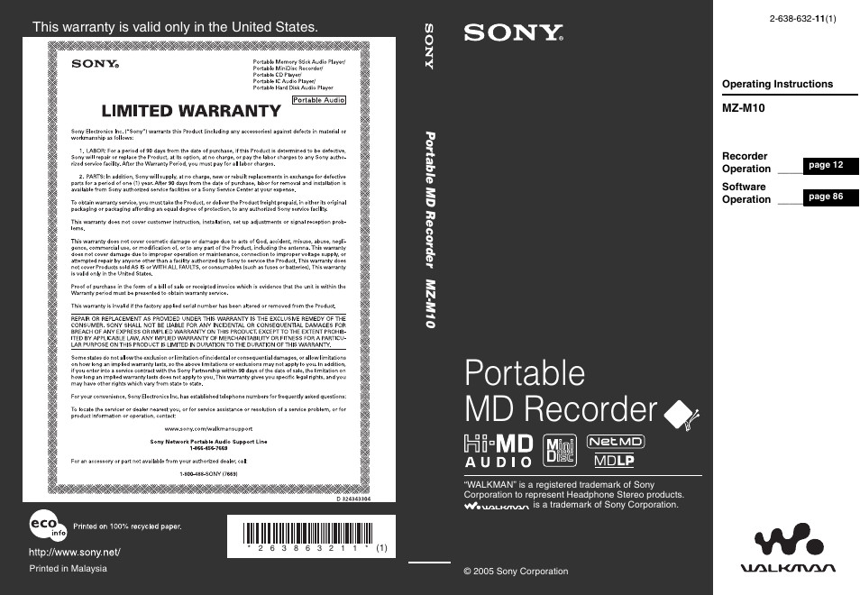 Sony MZ-M10 User Manual | 115 pages