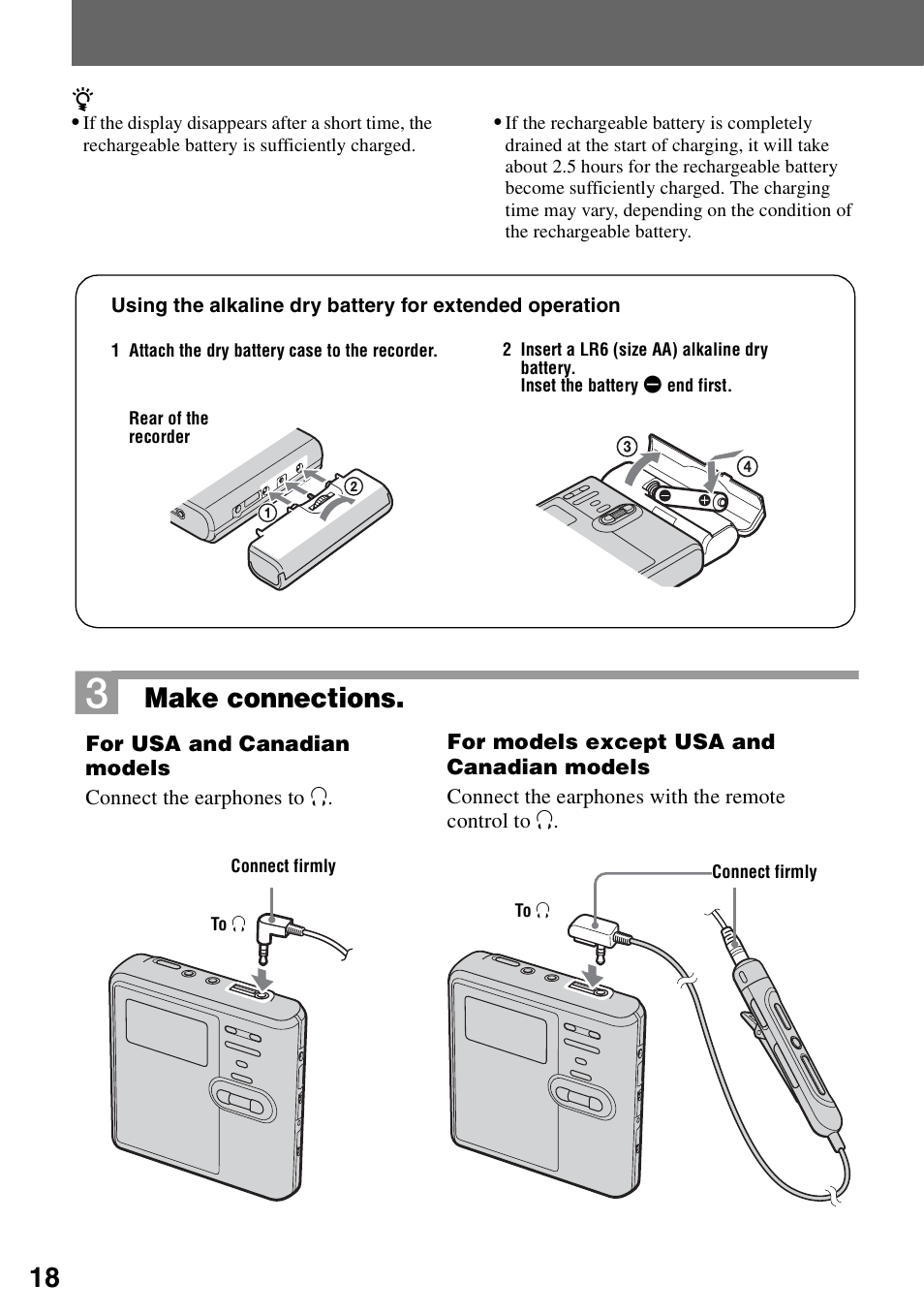 Make connections | Sony MZ-M10 User Manual | Page 18 / 115