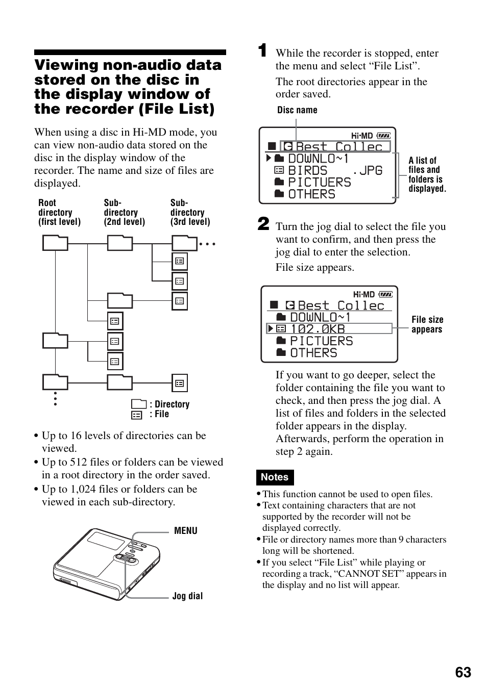 Recorder (file list) | Sony MZ-M10 User Manual | Page 63 / 115