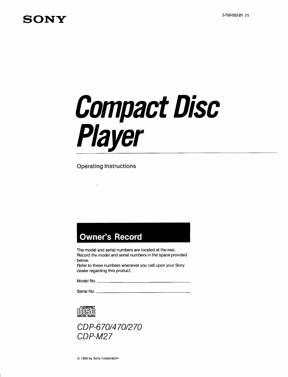 Sony CDP-670 User Manual | 16 pages