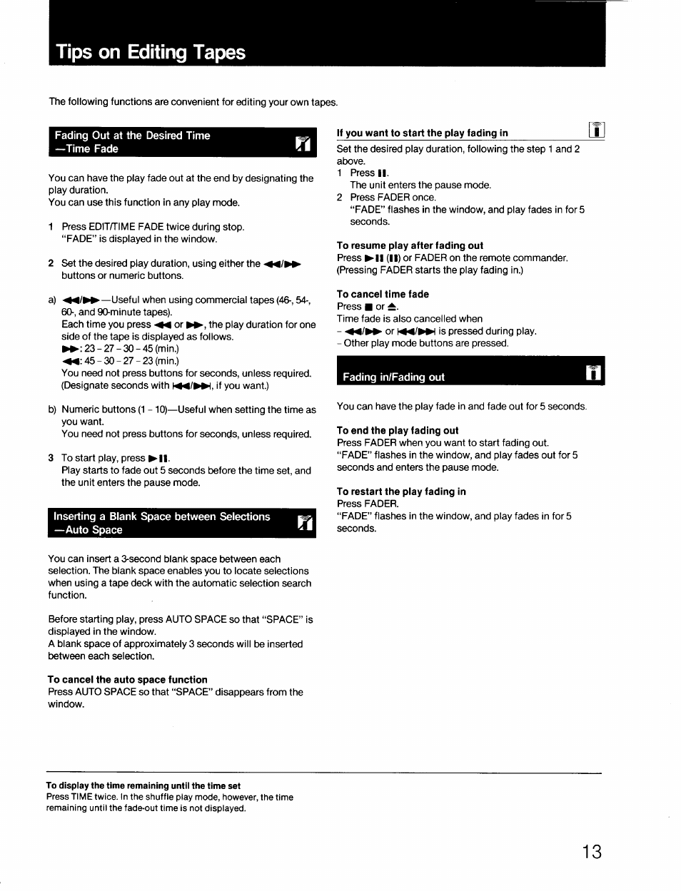 Tips on editing tapes | Sony CDP-670 User Manual | Page 13 / 16