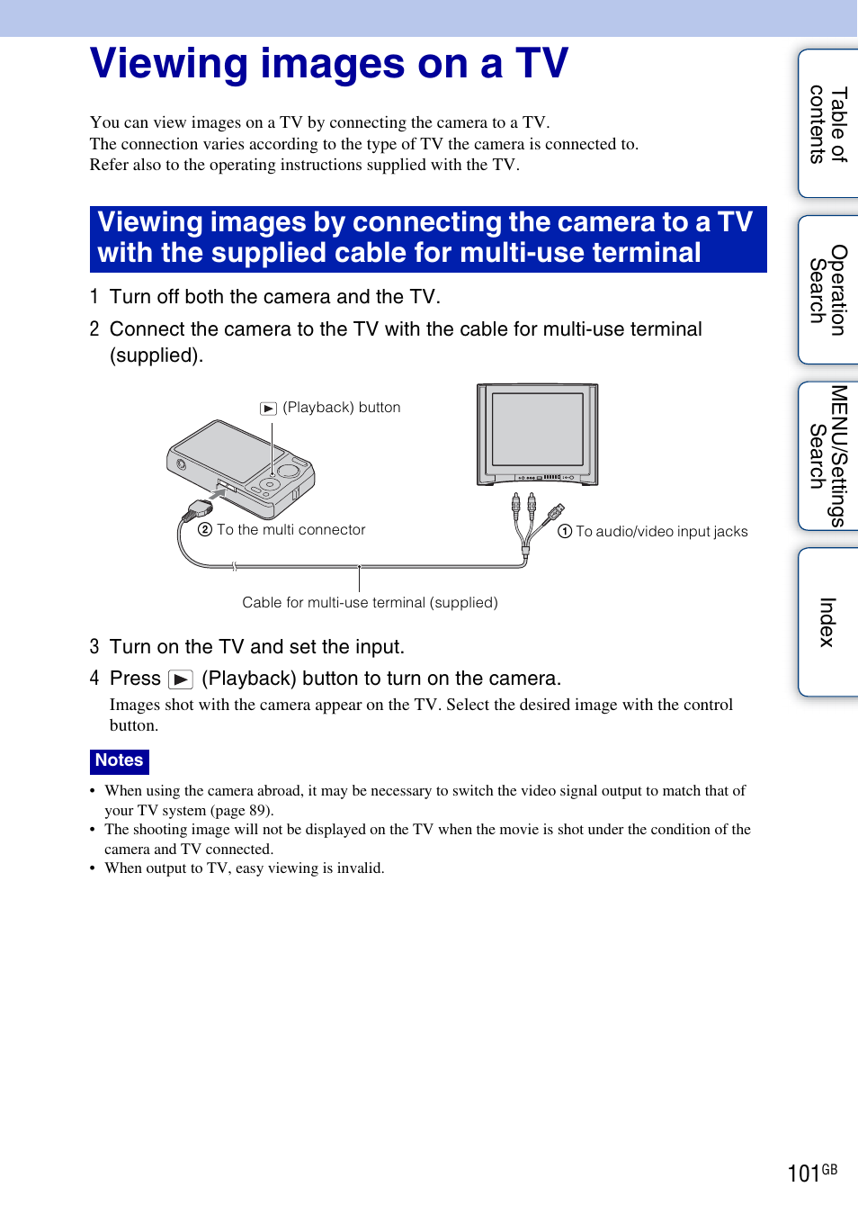 Viewing images on a tv | Sony DSC-WX1 User Manual | Page 101 / 135