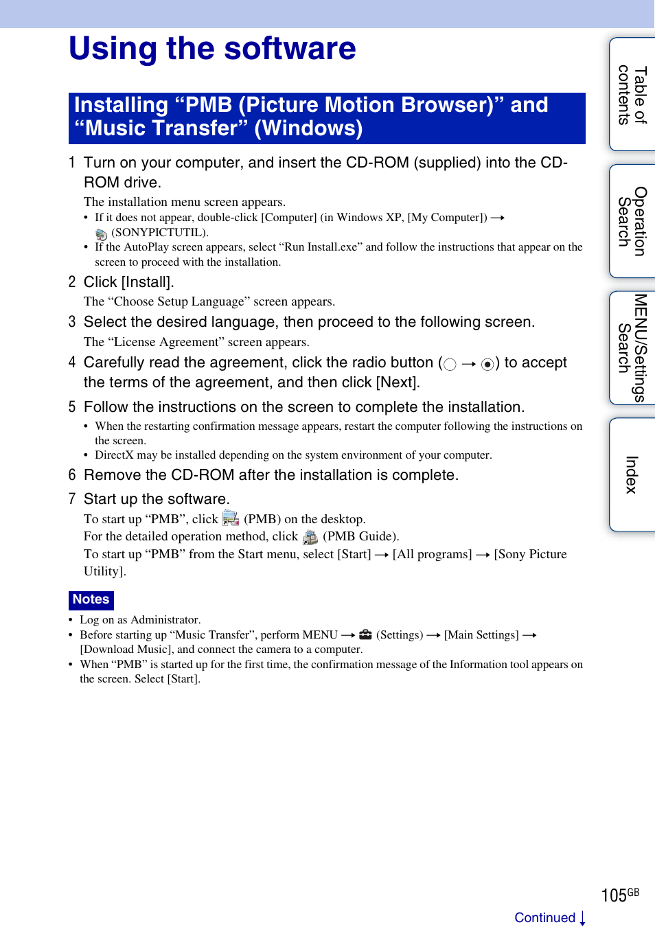 Using the software | Sony DSC-WX1 User Manual | Page 105 / 135