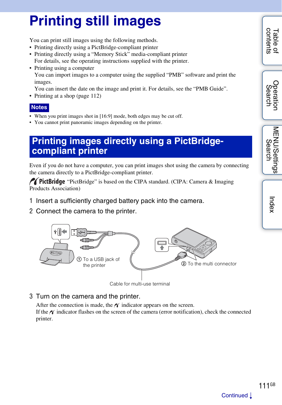 Printing still images, Print) | Sony DSC-WX1 User Manual | Page 111 / 135