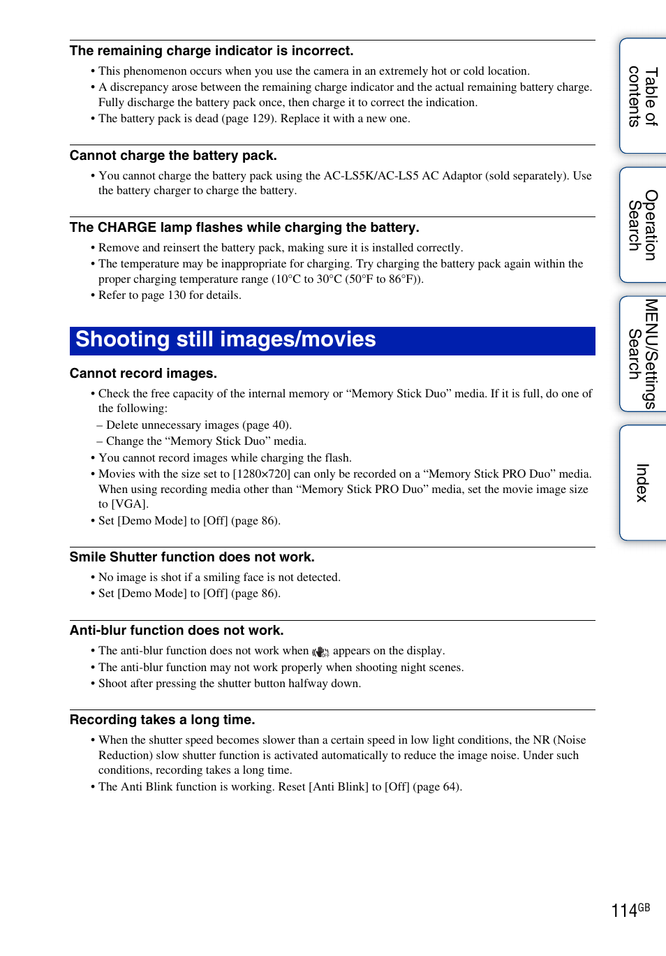 Shooting still images/movies | Sony DSC-WX1 User Manual | Page 114 / 135