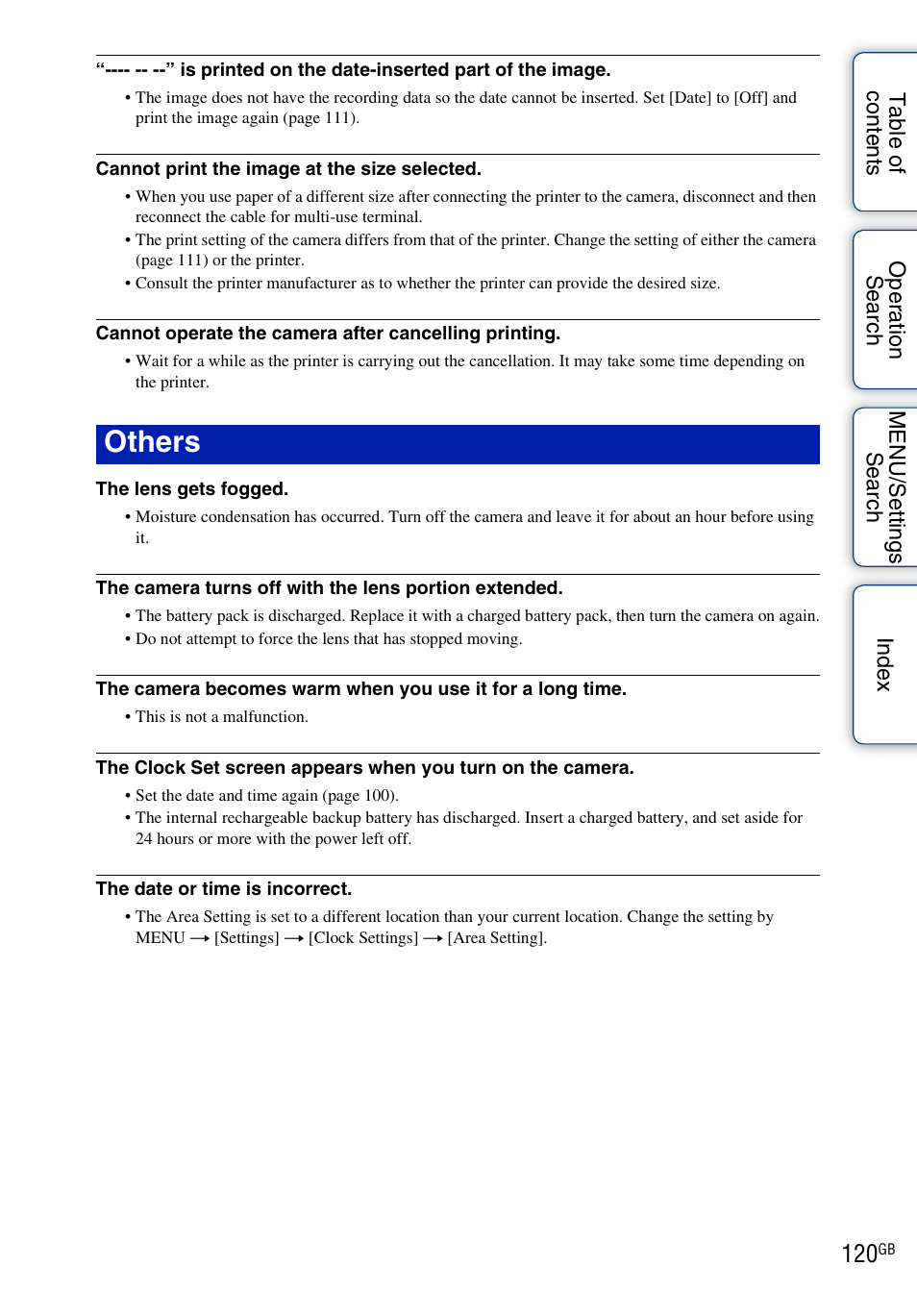 O 120, Others | Sony DSC-WX1 User Manual | Page 120 / 135