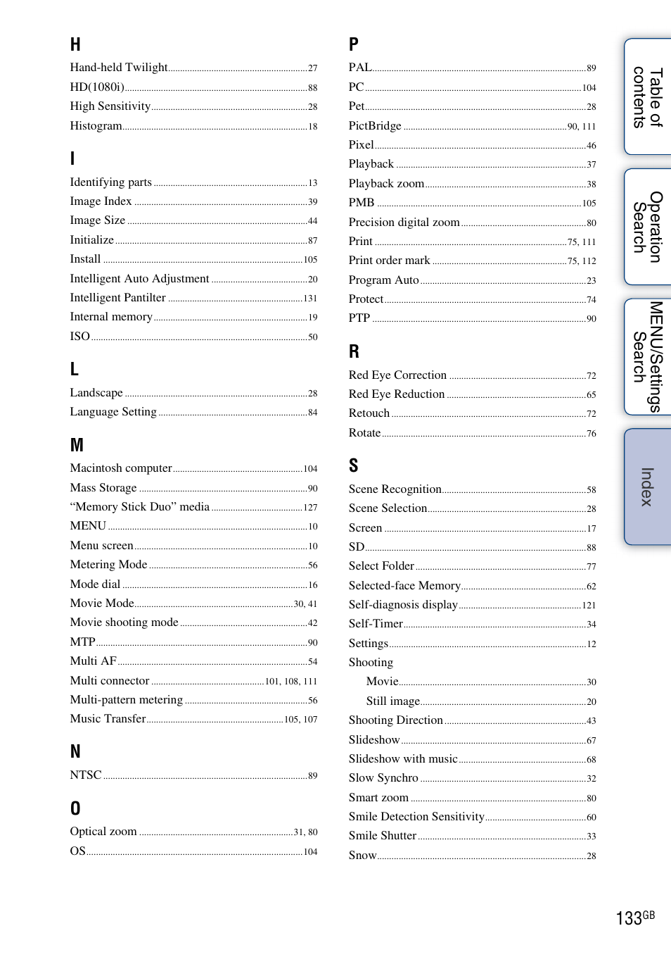 Sony DSC-WX1 User Manual | Page 133 / 135