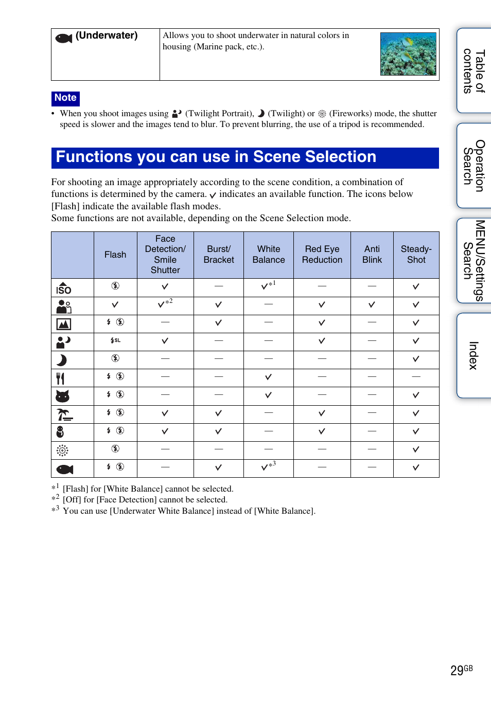 Functions you can use in scene selection | Sony DSC-WX1 User Manual | Page 29 / 135