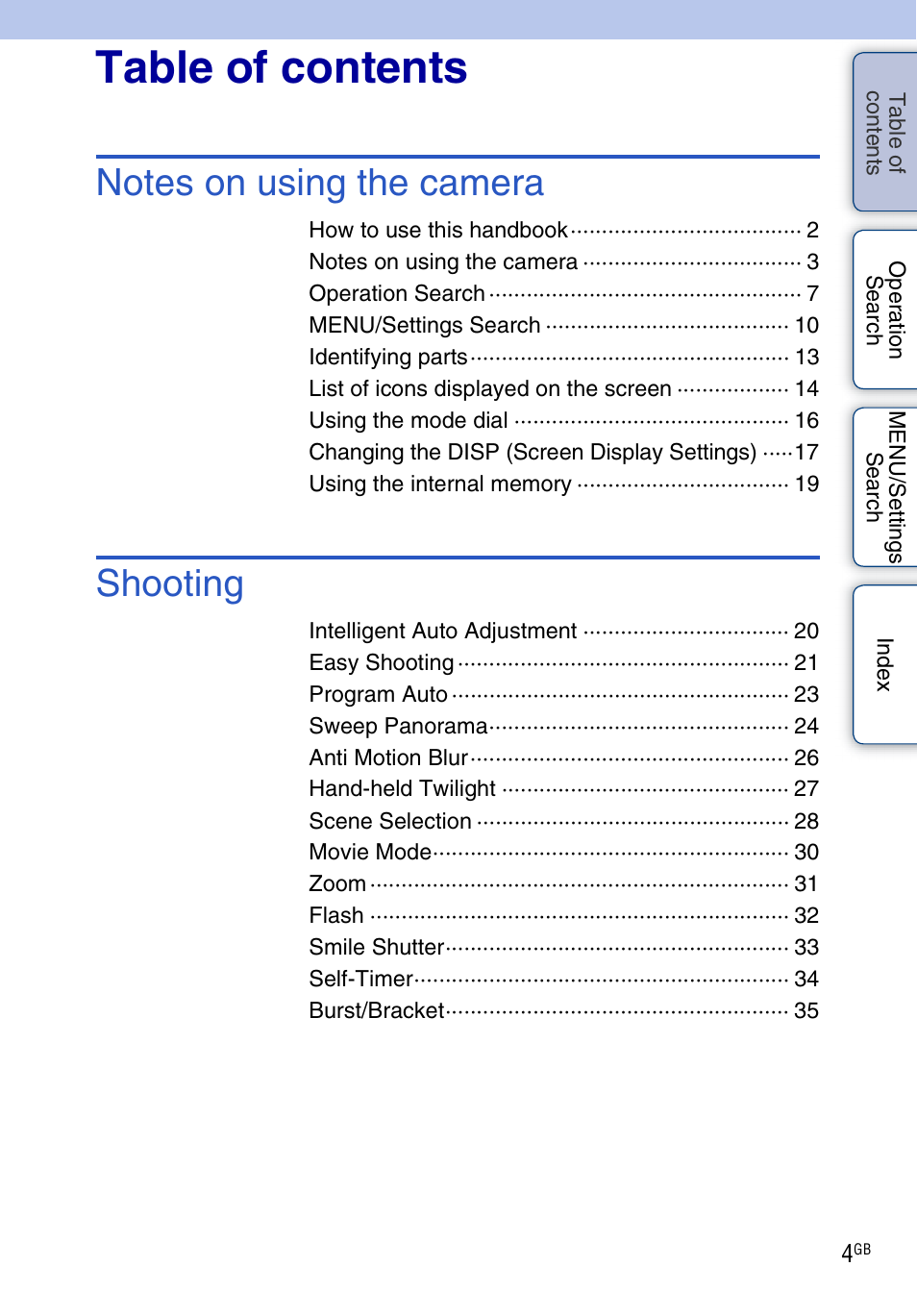 Sony DSC-WX1 User Manual | Page 4 / 135