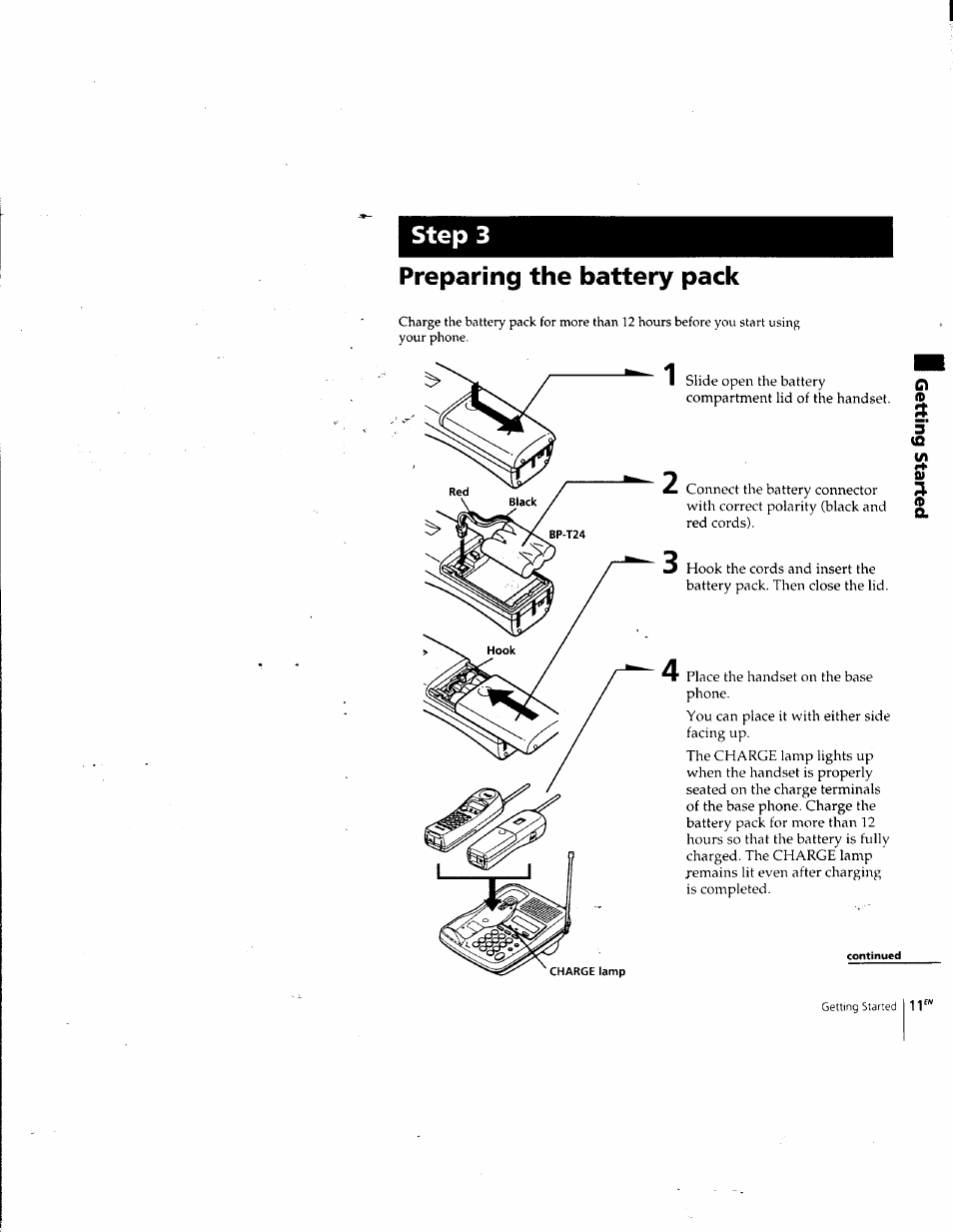 Preparing the battery pack, Step 3 | Sony SPP-SS965 User Manual | Page 11 / 91