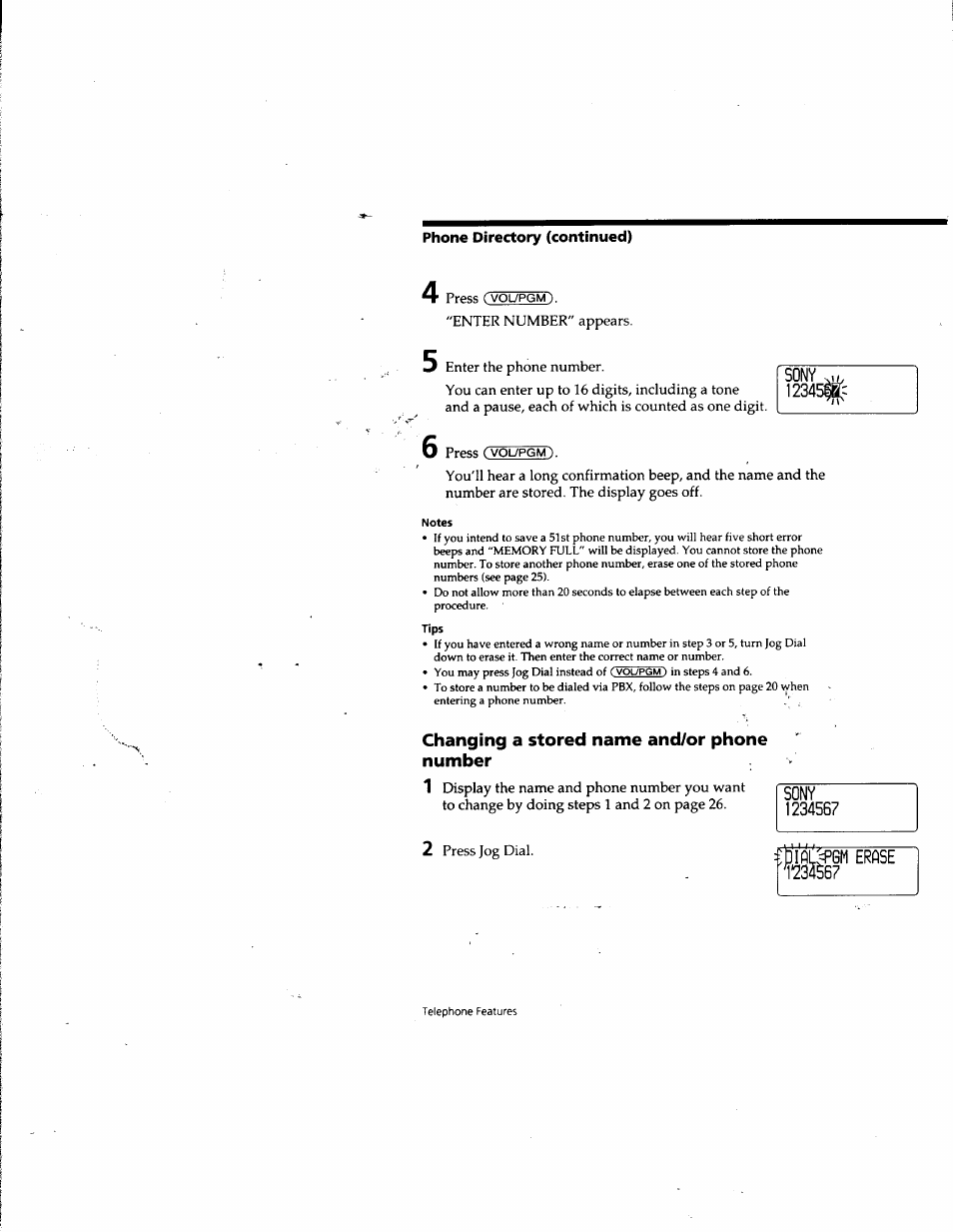 Changing a stored name and/or phone number | Sony SPP-SS965 User Manual | Page 24 / 91