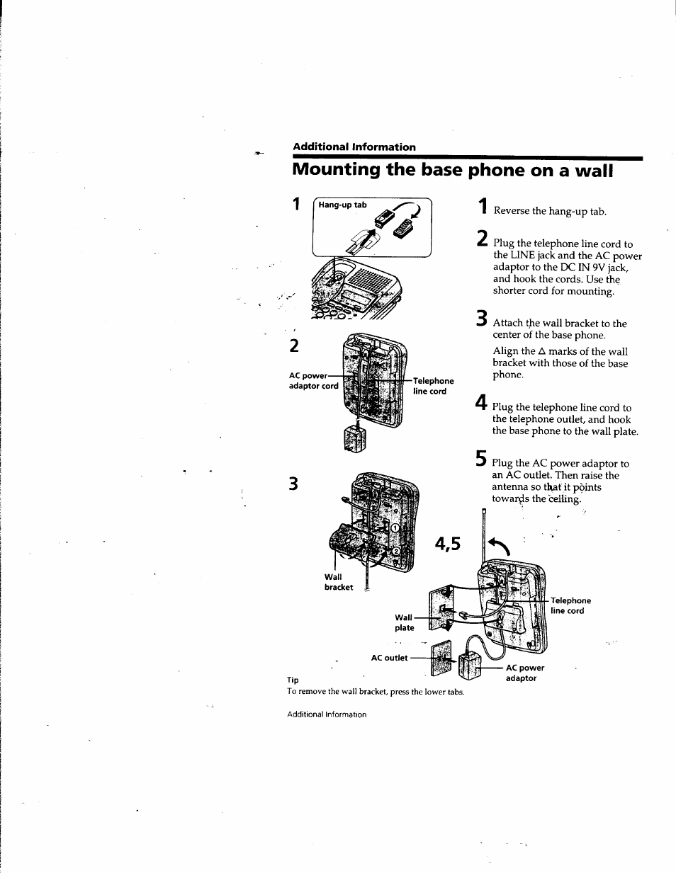 Mounting the base phone on a wall | Sony SPP-SS965 User Manual | Page 40 / 91