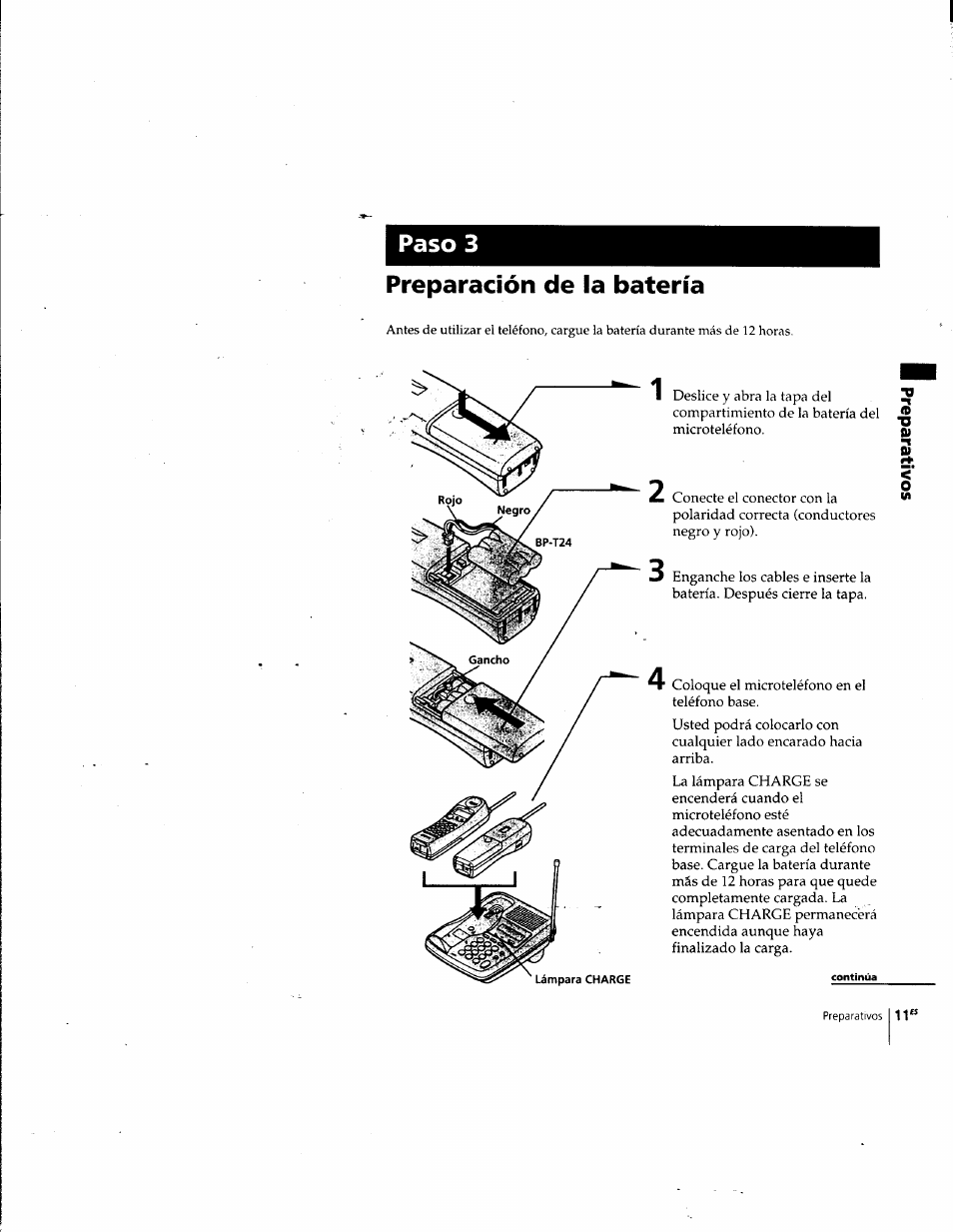 Preparación de la batería, Paso 3 | Sony SPP-SS965 User Manual | Page 56 / 91