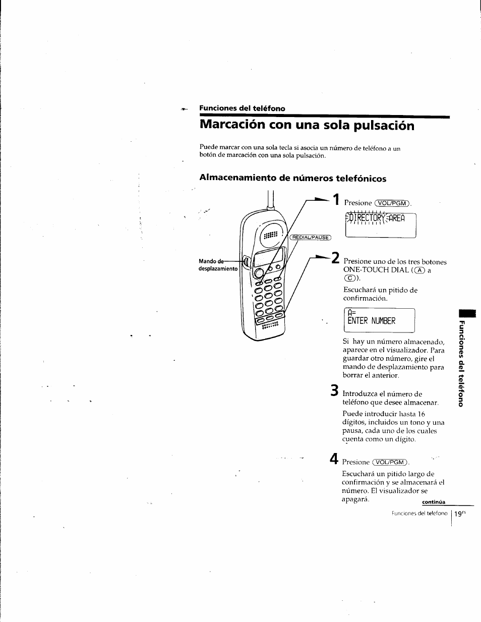 Marcación con una sola pulsación, Almacenamiento de números telefónicos, Ífljrecfdrfíftrefl | Enter number | Sony SPP-SS965 User Manual | Page 64 / 91