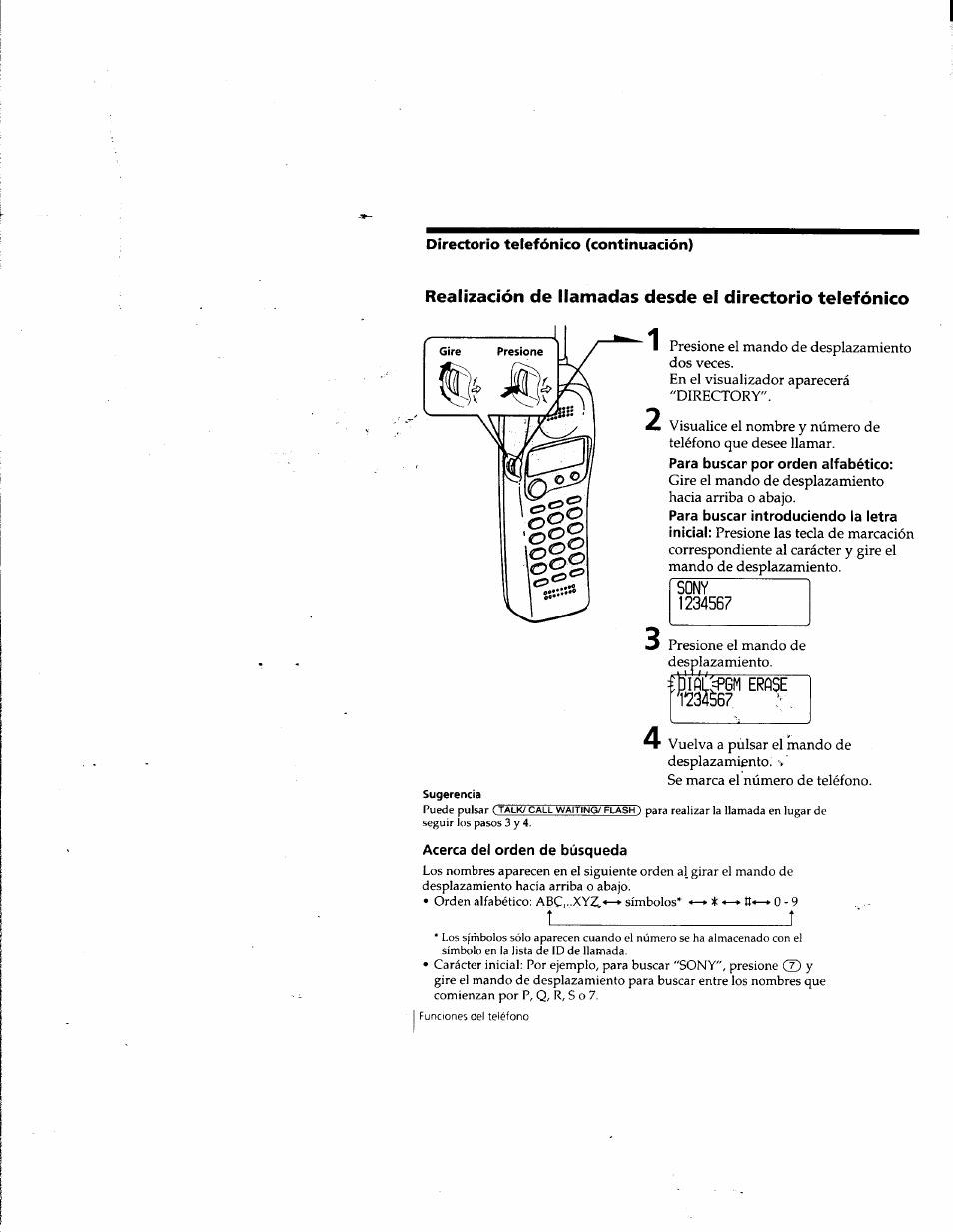 Sony, Gm erose, Acerca del orden de búsqueda | Sony SPP-SS965 User Manual | Page 71 / 91