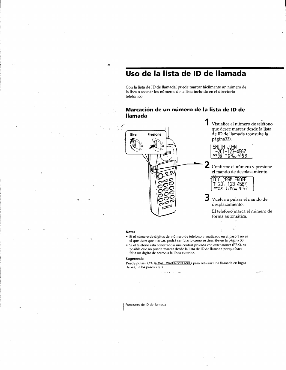 Uso de la lista de id de llamada, Smith john i-201-123-4567, Blfit^gm erfìse ™1-123-4567 “