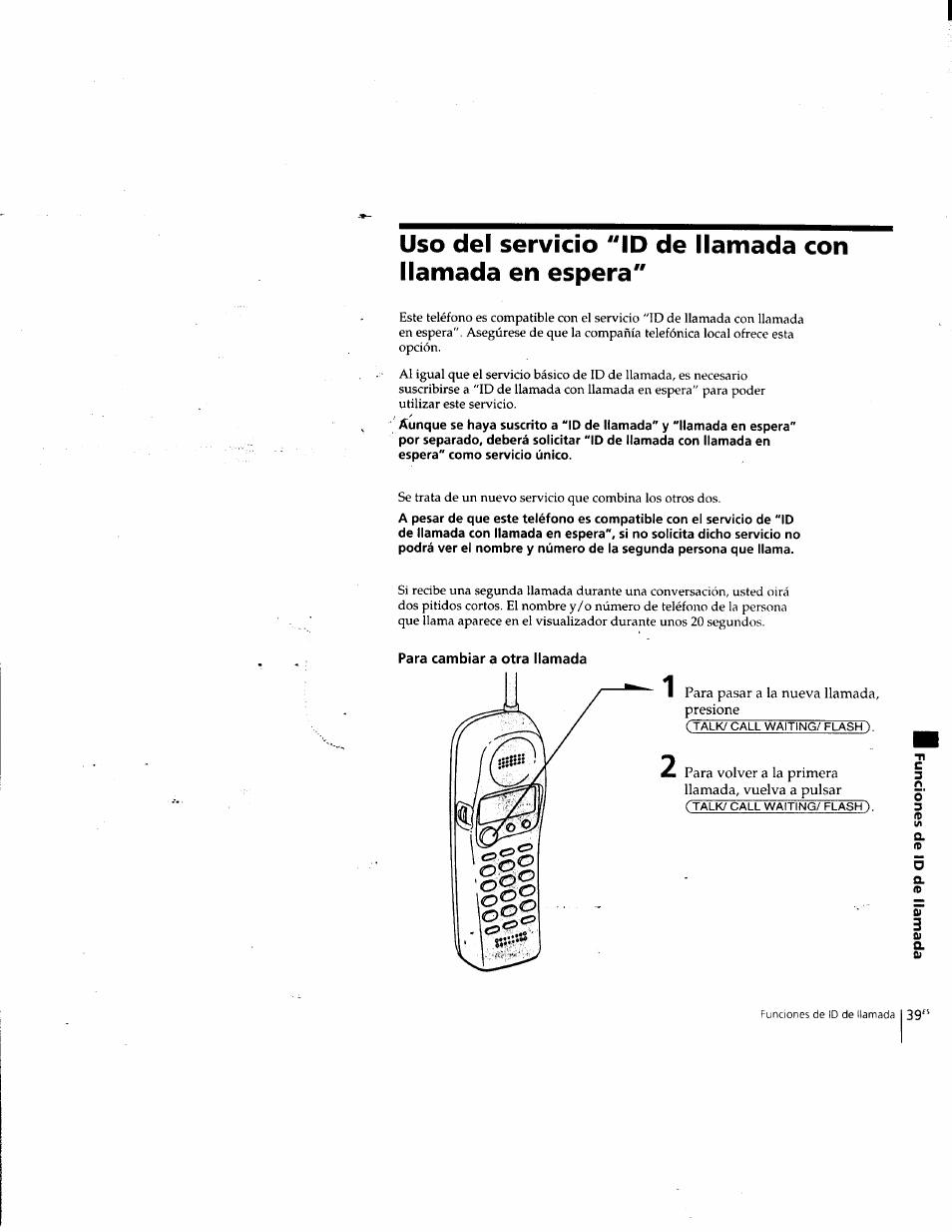 Para cambiar a otra llamada, Et 3 | Sony SPP-SS965 User Manual | Page 84 / 91