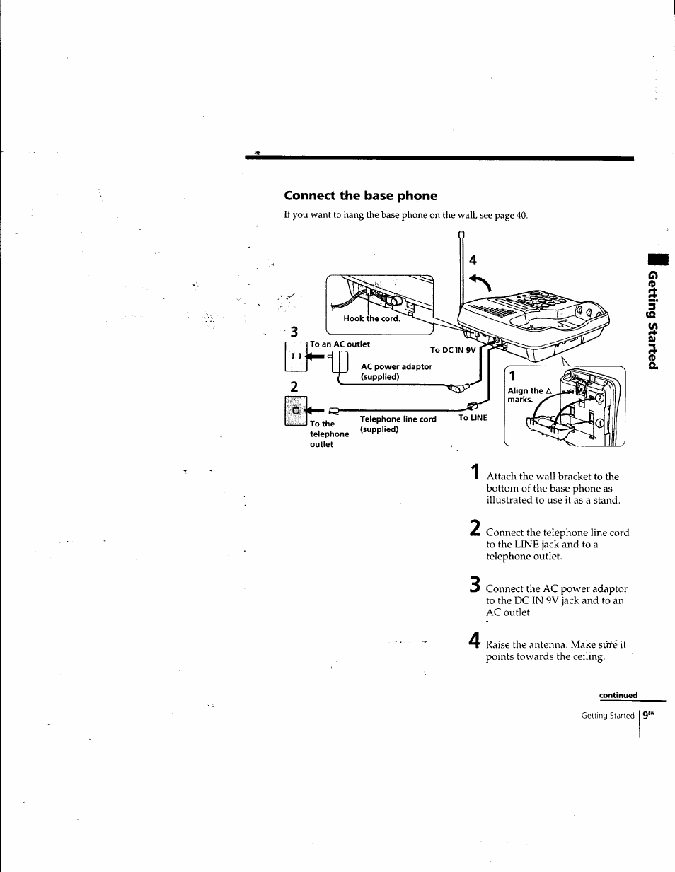 Connect the base phone | Sony SPP-SS965 User Manual | Page 9 / 91