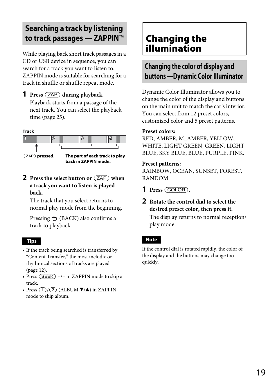 Changing the illumination | Sony CDX-GT66UPW User Manual | Page 19 / 72