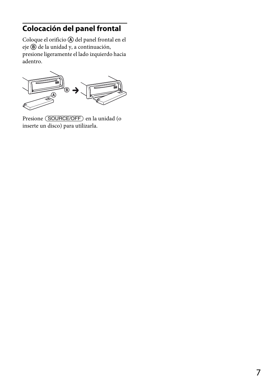 Colocación del panel frontal | Sony CDX-GT66UPW User Manual | Page 39 / 72