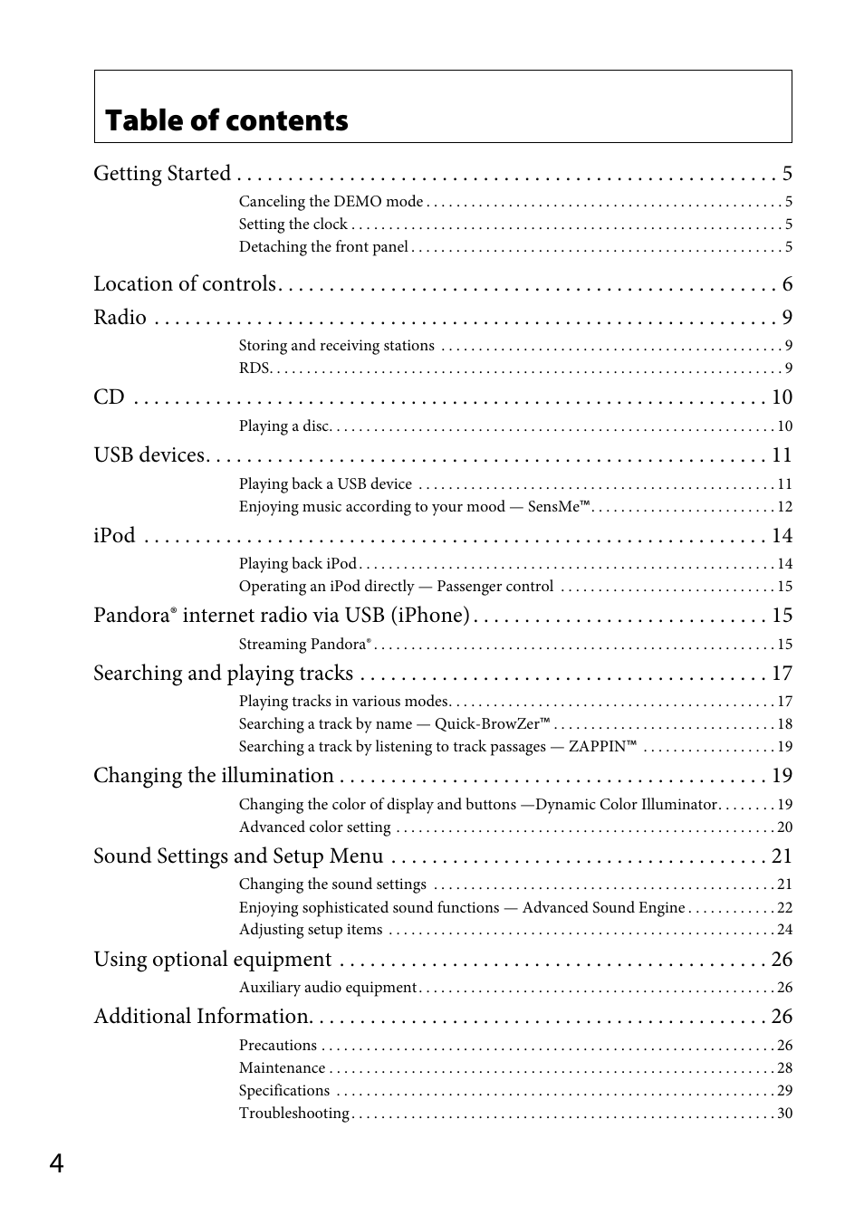 Sony CDX-GT66UPW User Manual | Page 4 / 72