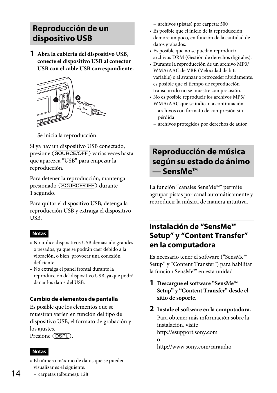 Reproducción de un dispositivo usb | Sony CDX-GT66UPW User Manual | Page 46 / 72
