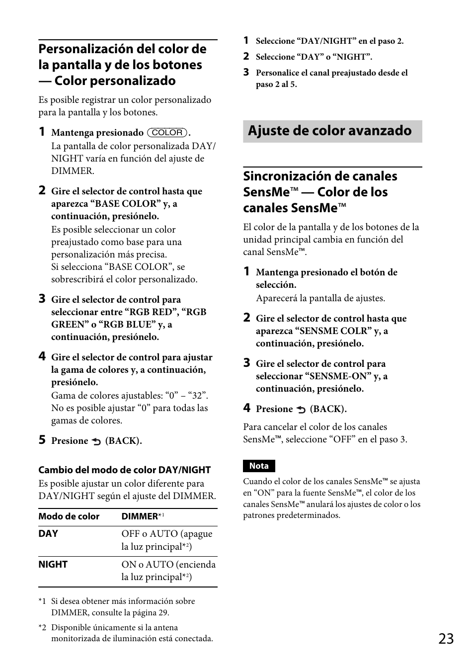 Ajuste de color avanzado | Sony CDX-GT66UPW User Manual | Page 55 / 72