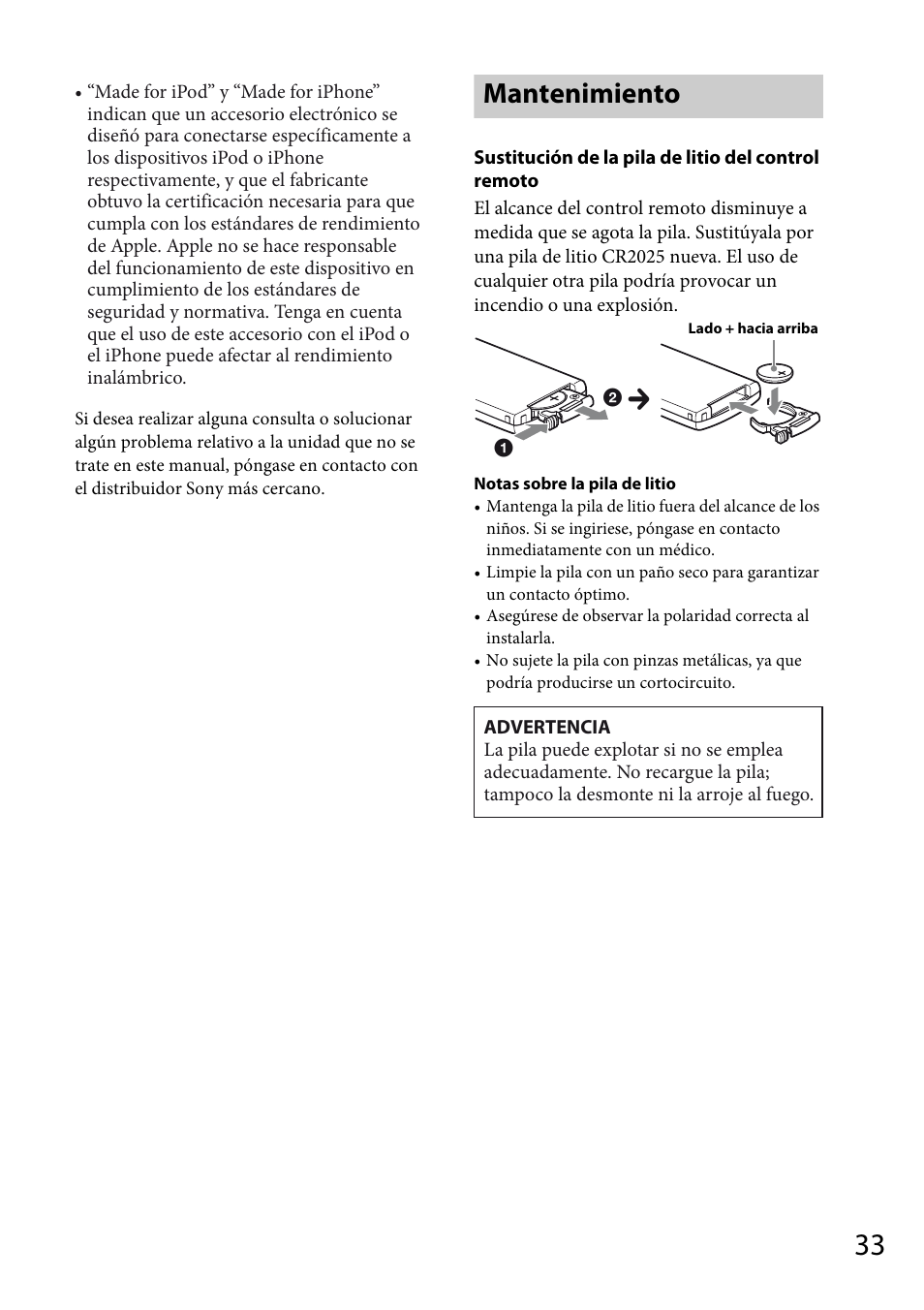 Mantenimiento | Sony CDX-GT66UPW User Manual | Page 65 / 72