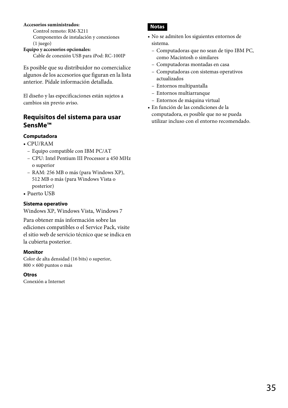 Requisitos del sistema para usar sensme | Sony CDX-GT66UPW User Manual | Page 67 / 72