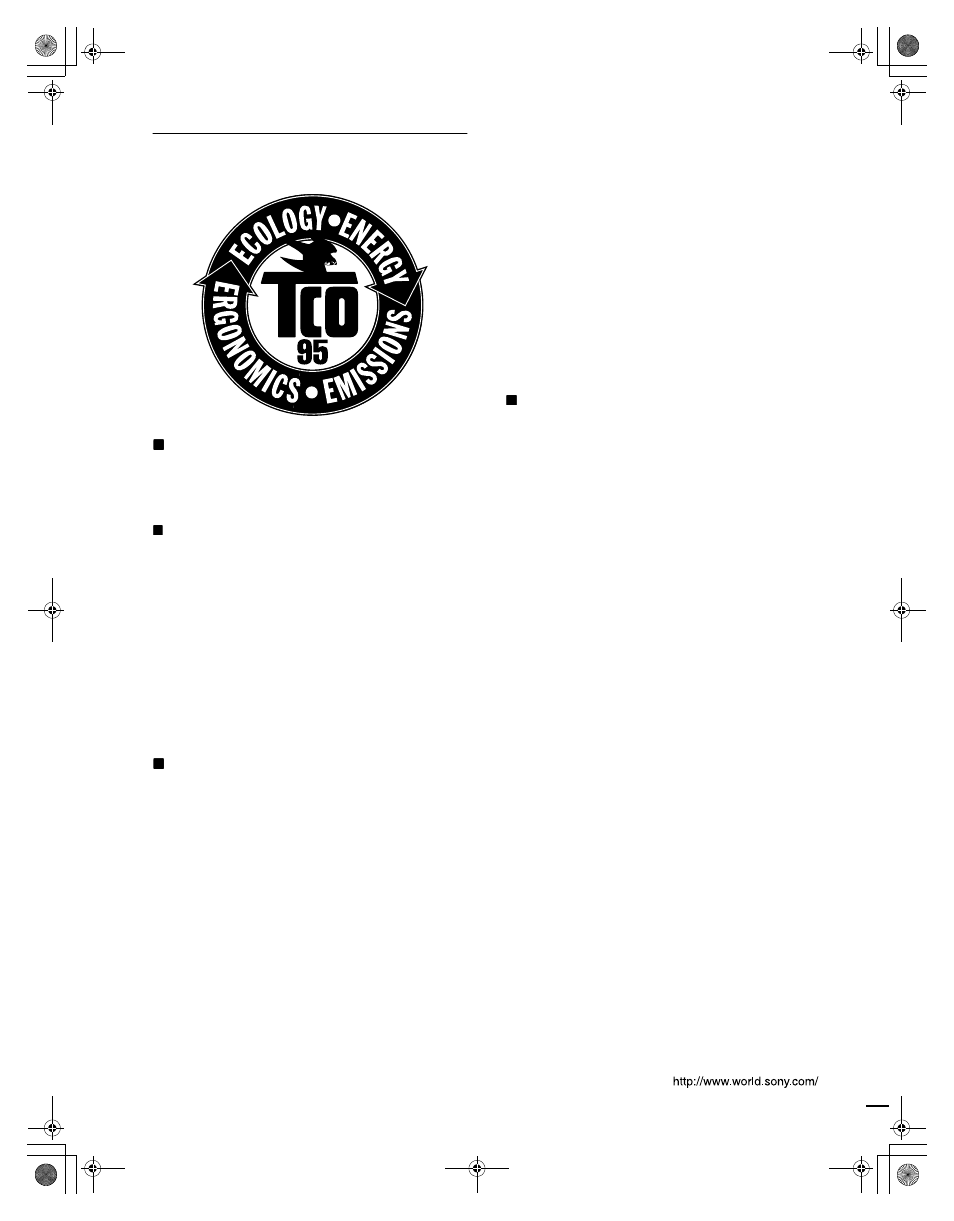 Tco’95 eco-document (for the black model) | Sony SDM-M81 User Manual | Page 104 / 104