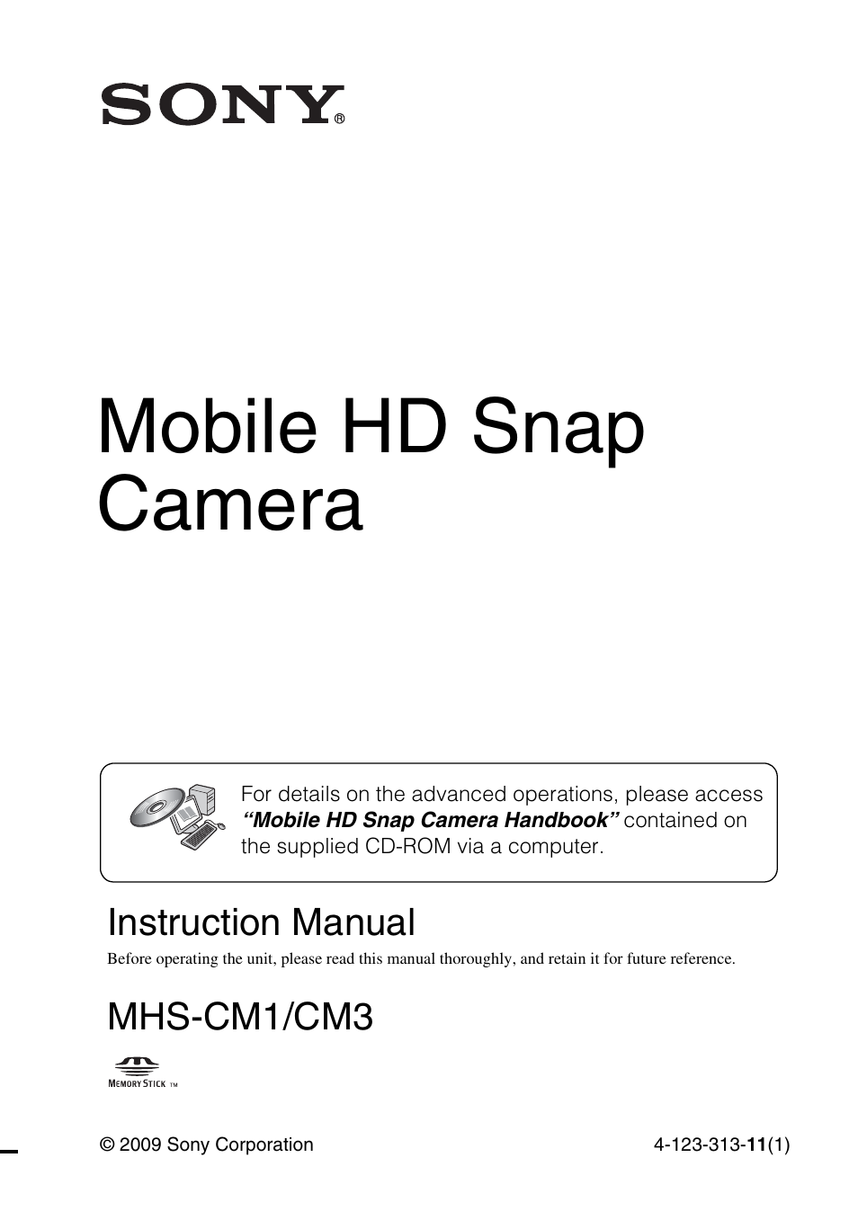 Sony MHS-CM1 User Manual | 40 pages