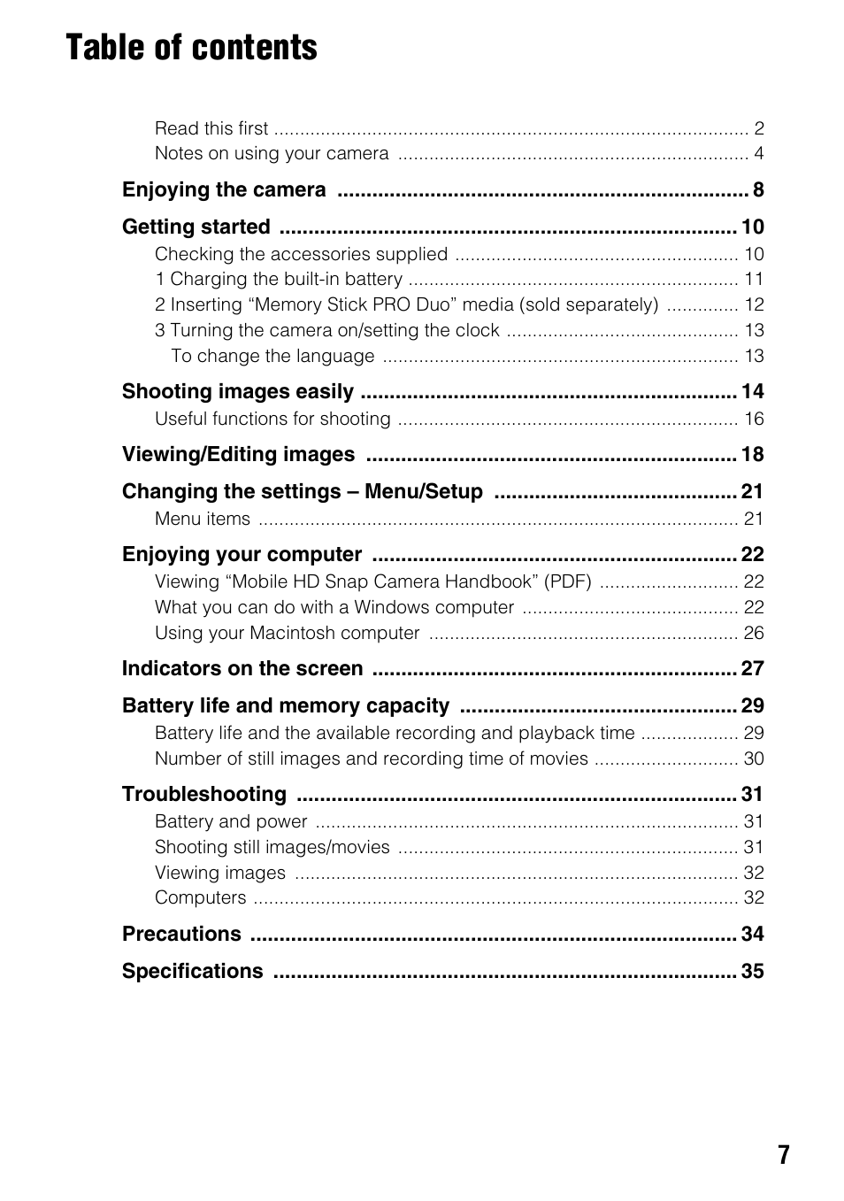 Sony MHS-CM1 User Manual | Page 7 / 40